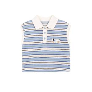 TongXingYuan Girls Striped Polo Shirt Short Sleeve Collar Summer 2026 Style Cartoon Pattern For Kids - Product Image 5