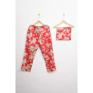 Meilleur ensemble de pyjama en coton floral rouge en gros, imprimé à la main, vêtements de nuit pour femmes, ensembles de vêtements de nuit confortables pour femmes - Product Image 5