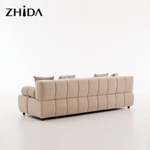 Sofá Chesterfield Rectangular <span class=keywords><strong>de</strong></span> Tres Plazas Personalizable para Hotel, Diseño Moderno, Altura Ajustable, Relleno <span class=keywords><strong>de</strong></span> Esponja Beige Bouclé, Restaurable - Product Image 3