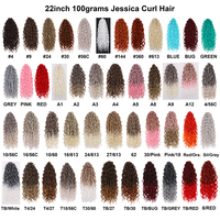 Extensions de cheveux synthétiques bouclés pour tresses, 22 pouces, 100 grammes, fibres haute température, pour tresses au crochet, ondulations profondes