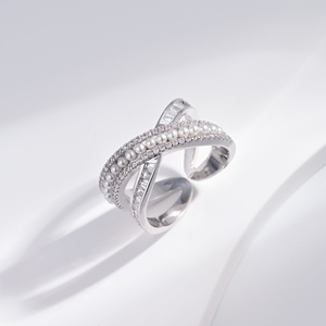 custom plata 925 <b>Silver</b> Baguette Cut Diamond Geometric Design <b>ring</b> women wedding jewelry luxury <b>adjustable</b> zircon pearl <b>rings</b> - Product Image 1