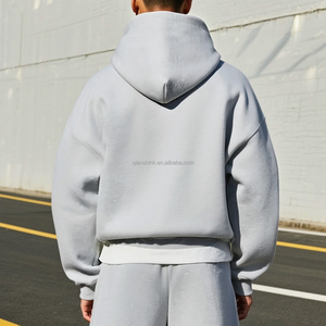 Sweat à capuche unisexe 500gsm en coton épais, sweat à capuche uni surdimensionné personnalisé de printemps pour hommes Baggy, fabricants de sweats à capuche courts vierges - Product Image 2