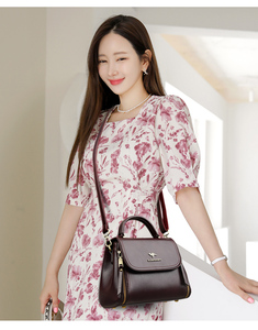 Bolso de mano Vintage de lujo para mujer, bolso de hombro informal de Color sólido de PU con cremallera, sacos simples de poliéster para mujer - Product Image 6
