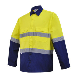 Dapat disesuaikan Hi Vis lengan panjang kemeja keselamatan konstruksi Reflektif pakaian kerja katun poliester kargo pakaian kerja Logo kustom - Product Image 2