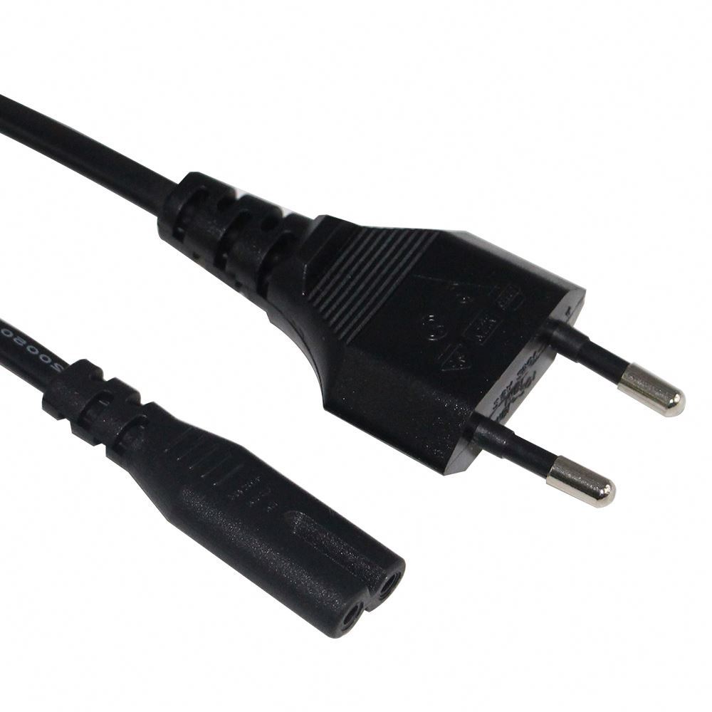 2 Pin Iec C7 Cable de extensión de Cable de alambre eléctrico fabricante Eu 2 puntas Cable de alimentación de CA