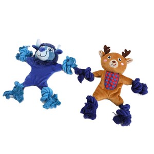 Peluche renne de dessin animé avec bras et jambes en corde nouée et pompons, poitrine en flanelle à carreaux, peluche douce pour enfants, adolescents et adultes - Product Image 6