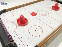Jeu de fête Jeu de table en bois Jeu de société de hockey sur air de bureau Fonctionné avec 2 rondelles et poussoirs Parfait pour l'intérieur et l'extérieur