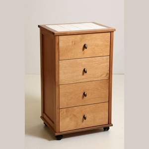 Carrito de Cajones de Madera de Haya Sólida Auténtica, Cajones de PVC con Diseño Moderno, Ruedas de Plástico, Perillas Cromadas, Almacenamiento Eficiente MASLEGNO - Product Image 1