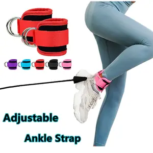 Tali pergelangan kaki kabel untuk mesin kabel latihan kaki ganda d-ring manset pergelangan kaki untuk latihan Gym seruling kekuatan kaki