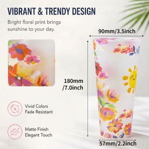 Gobelet à thé au lait en PP à motif floral avec doublure intérieure, diamètre 90 mm, 700 ml, avec couvercle, personnalisable, pour boissons, pour thé au lait, avec membrane intégrée - Product Image 3