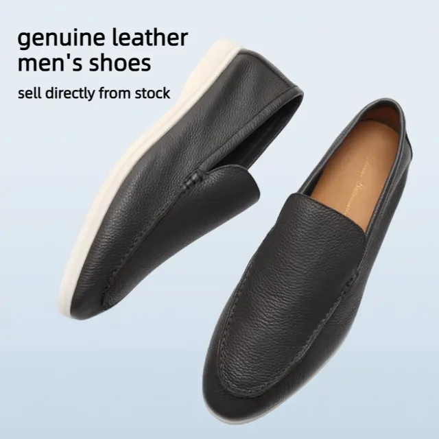 Stok Moccasin yüz hakiki deri ayakkabı kauçuk taban popüler loafer'lar gri erkek rahat resmi ayakkabı için parti Slip-on