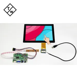 Black White Vandal Proof 10 inch Capacitive Touch Screen Frameless Monitor Overlay Kit
