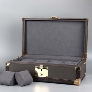 Custom logo 8 slots luxury leather gift packaging watch storage box watch case band strap display box with Lock