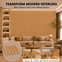 Panneau mural rainuré en WPC à grain de bois naturel MORLENX, 158 mm, quatre rainures, revêtement mural décoratif intérieur