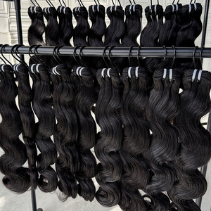 <b>Body</b> <b>Wave</b> Hair Extensions Human Hair Natural Black Soft Wavy Double Weft Thick Full Hair Bundles For Wholesale Supply - Product Image 4