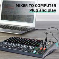 Mezclador de Audio Profesional Rayco PA12 de 12 Canales, Consola de Iluminación de Video, Entrada de Computadora MP3, 99 Efectos de Reverberación Integrados, Mezcla de Audio