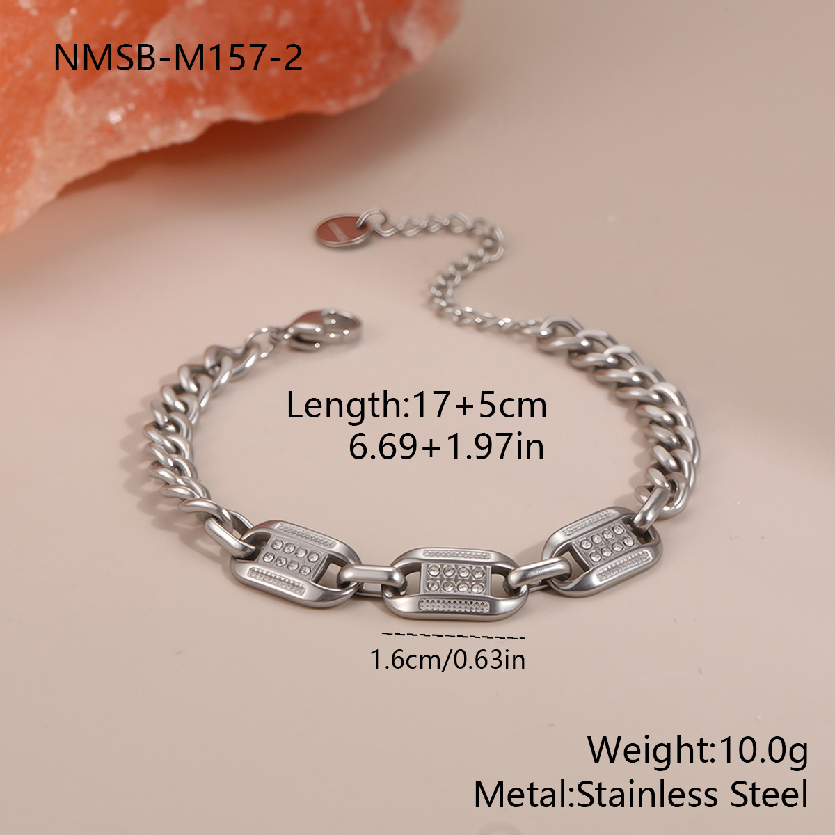 NMSB-M157-2 สร้อยข้อมือสีเหล็ก