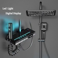 Nouveau design en laiton avec affichage numérique LED Système de douche à effet pluie 4 fonctions Ensemble mélangeur de douche avec pulvérisateurs de bidet
