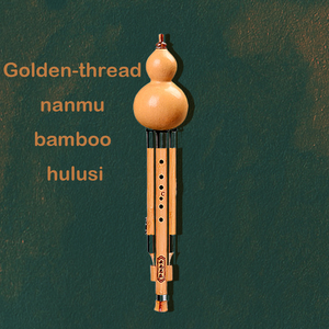 <span class=keywords><strong>Flauta</strong></span> de cucurbitácea de doble vicio de tres tonos <span class=keywords><strong>Hulusi</strong></span> patrón hecho a mano instrumento tradicional chino Golden Phoebe Bamboo <span class=keywords><strong>Hulusi</strong></span> - Product Image 2