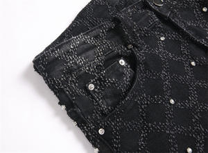 Jeans da <span class=keywords><strong>Uomo</strong></span> High Street Bootcut Fashion Effetto Vissuto con Ricamo a Diamante Elasticizzati <span class=keywords><strong>Skinny</strong></span> Strappati Impilati a Zampa - Product Image 4