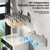 Étagère à chaussettes en aluminium à ventouse, invisible, rétractable, pliable, multifonctionnelle, séchoir à chaussettes à 20 pinces, rangement, vente en gros