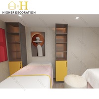 Comptoir de Maquillage Moderne à Blocs de Couleurs, Design Fantaisie, Meuble Professionnel, Armoire Murale Modulaire, Présentoir de Maquillage