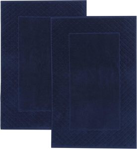 Wholesale 32s/1 100% Cotton Waffle Weave <strong>Bath</strong> <strong>Mat</strong> 350g/400g Anti-Slip Absorbent Pineapple Grid Bathroom Floor <strong>Mat</strong> <strong>Navy</strong> Color - Product Image 1