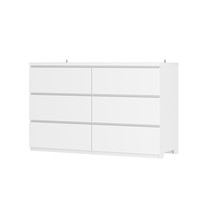 Meuble moderne en placage de bois blanc avec six tiroirs de rangement, armoire de rangement pour la maison, commode à tiroirs