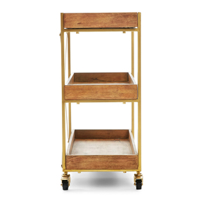 <span class=keywords><strong>Chariot</strong></span> de <span class=keywords><strong>bar</strong></span> mobile de luxe en <span class=keywords><strong>bois</strong></span> et or clair pour boissons, café, snacks et champagne, idéal pour l'extérieur et le style rustique - Product Image 5