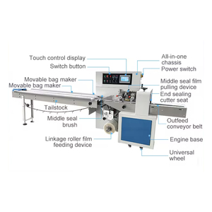 Envolvedora automática de alta precisión SPK600 para pretzels, tortillas, pan, bizcochos y rollos con PLC químico para envoltura de película plástica tipo almohada - Product Image 3