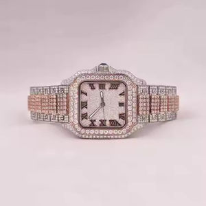 Men's Iced Moissanite Diamond Stainless Steel Quartz <b>Watch</b> <b>Case</b> Two-Tone White Gold Silver Eco-Friendly Luxury ETA Movement - Product Image 1