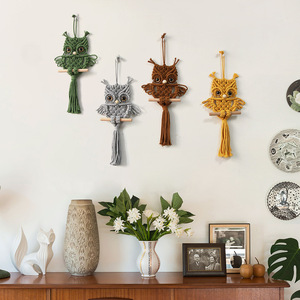 Búho colgante de <span class=keywords><strong>pared</strong></span> <span class=keywords><strong>tapiz</strong></span> tejido a mano bohemio decoración del hogar Decoración de la <span class=keywords><strong>pared</strong></span> de la habitación de los niños - Product Image 4