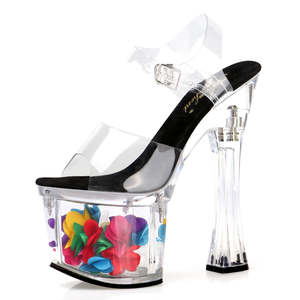 Zapatos de Tacón Alto <span class=keywords><strong>con</strong></span> Plataforma de 18 cm y Correa en el Tobillo, <span class=keywords><strong>Transparentes</strong></span>, Tacón Grueso, para Pole Dance, Pasarela, Mujeres, Tallas Grandes - Product Image 2