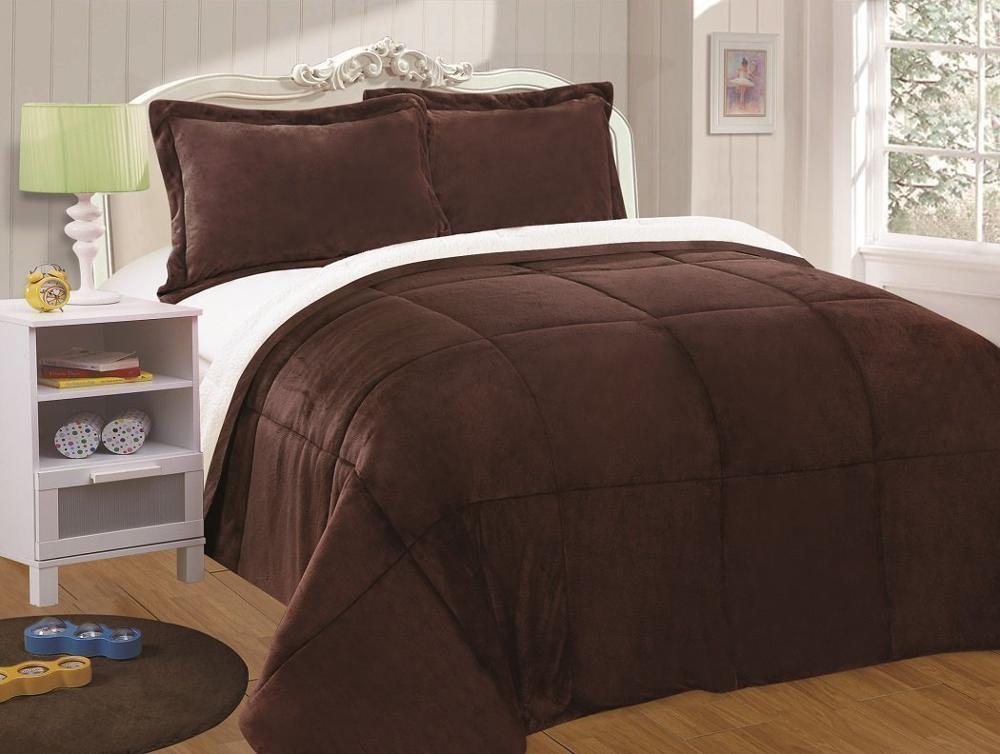 Micro vison Sherpa Réversible Vers Le Bas Alternative Couette Ensemble Flanelle Laine Couette