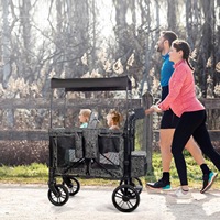 Poussette multifonctionnelle anti-retournement en métal de haute qualité à quatre roues pour jumeaux, design pliable et portable