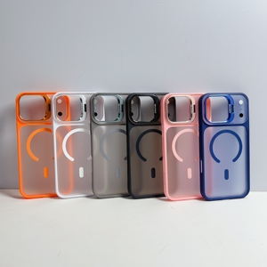 Coque de téléphone magnétique en acrylique PC dépoli de haute qualité avec cadre d'appareil photo repliable plaqué pour iPhone 17 16 15 14 13 18 Pro Max - Product Image 5