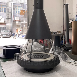 Cheminée suspendue électrique personnalisable MEISU.CH en acier au carbone, à montage au plafond, pour décoration - Product Image 5