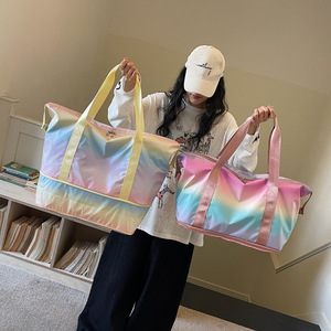 Sac à main multi-couleurs à grande capacité avec logo personnalisé, sac à bandoulière, sac de voyage perlé pour femmes, sac de voyage en coton matelassé - Product Image 1