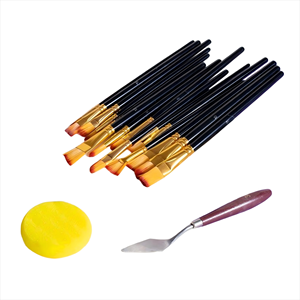 Ensemble de pinceaux en nylon acrylique 15 pièces avec manche en bois noir pour aquarelle <span class=keywords><strong>gouache</strong></span> à l'huile autres peintures avec différents modèles - Product Image 1