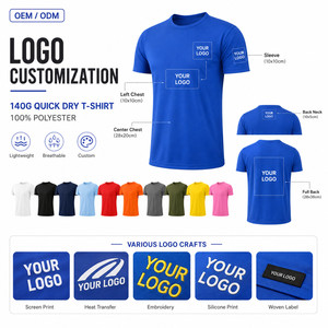 Custom Logo T-<b>shirt</b> 100% Polyester Quick Dry 140g Lightweight Sports Gym Tee Private Label Corporate Team Uniform Wholesale OEM - Product Image 2