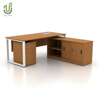 Bureau d'ordinateur exécutif IULTRA, design moderne en forme de L, table de PDG avec gestion des câbles intégrée, résistant à l'eau, garantie 10 ans