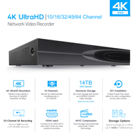 Meistverkauftes 10-Kanal 4K 8MP Sicherheitskamerasystem mit Bewegungserkennung Unterstützt 18TB HDD MAX Smart NVR Kit