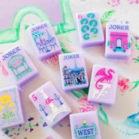 160 ensembles de Mahjong américain parisien en acrylique violet monocouche, Cadeaux de Noël, Jeux de voyage d'intérieur pour amis
