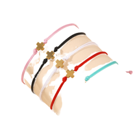 Go2boho Bracelets personnalisés faits à la main bijoux cordon multicolore plaqué or breloque croix Bracelet corde réglable amitié