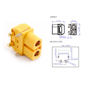 Connecteur PCB Amass Original <span class=keywords><strong>XT60PW</strong></span> à angle droit 90 degrés, plaqué or cuivre, 35A 500V, adaptateur <span class=keywords><strong>m</strong></span>âle-femelle pour alimentation - Product Image 5