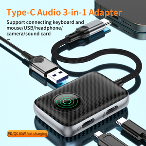 USB C OTGアダプタ<span class=keywords><strong>3</strong></span> in 1高速充電ヘッドフォンジャックスプリッターサポート接続Uディスク/マウス/キーボード - Product Image 2
