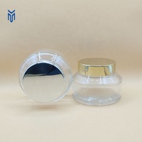 Vente en gros 100g d'épaule inclinée pot en verre transparent bouteille de crème cosmétique visage soin de la peau pot de crème avec couvercle en argent doré