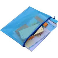 منخفضة موك مخصص A3 ، A4 ، A5 ، B4 ، B5 ، B6 ، B8 سستة حقيبة مستندات شبكة واضحة مجلد ملفات المطبوعة شعار سستة حقائب بلاستيكية لقرطاسية