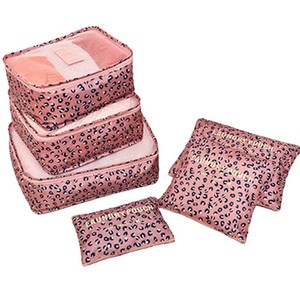 Organisateur de vêtements de voyage, ensemble de 6 sacs de rangement en tissu polyester à motif floral, forme rectangulaire, pour les voyages - Product Image 4