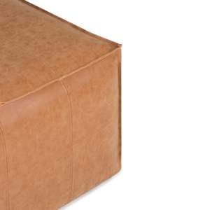 Mesa de Centro Cuadrada DB Brody, Puff Otomano de Cuero Marrón Desgastado, Muebles para Sala de Estar - Product Image 4